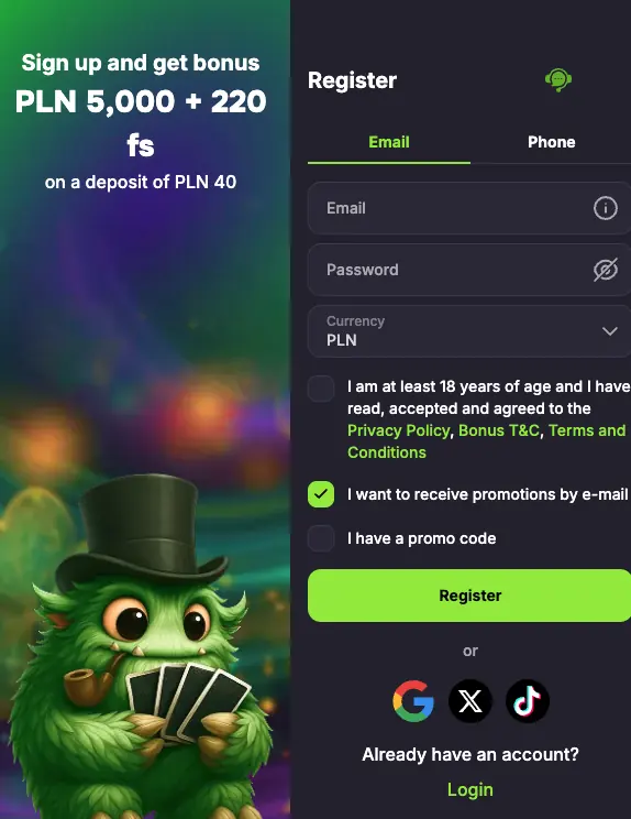 Verde Casino – rejestracja konta